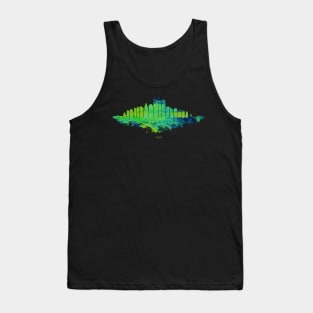 Houston City Skyline - Watercolor Green, blue Tank Top